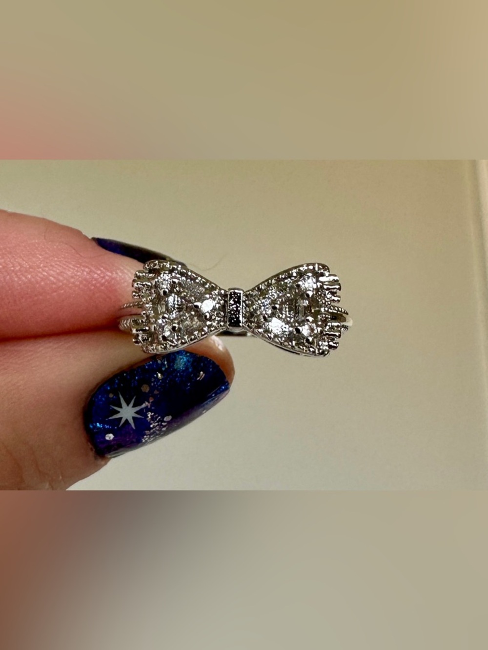 Sterling Silver and AAA Grade CZ Brilliant Cut “Bow” Ring Size 6
